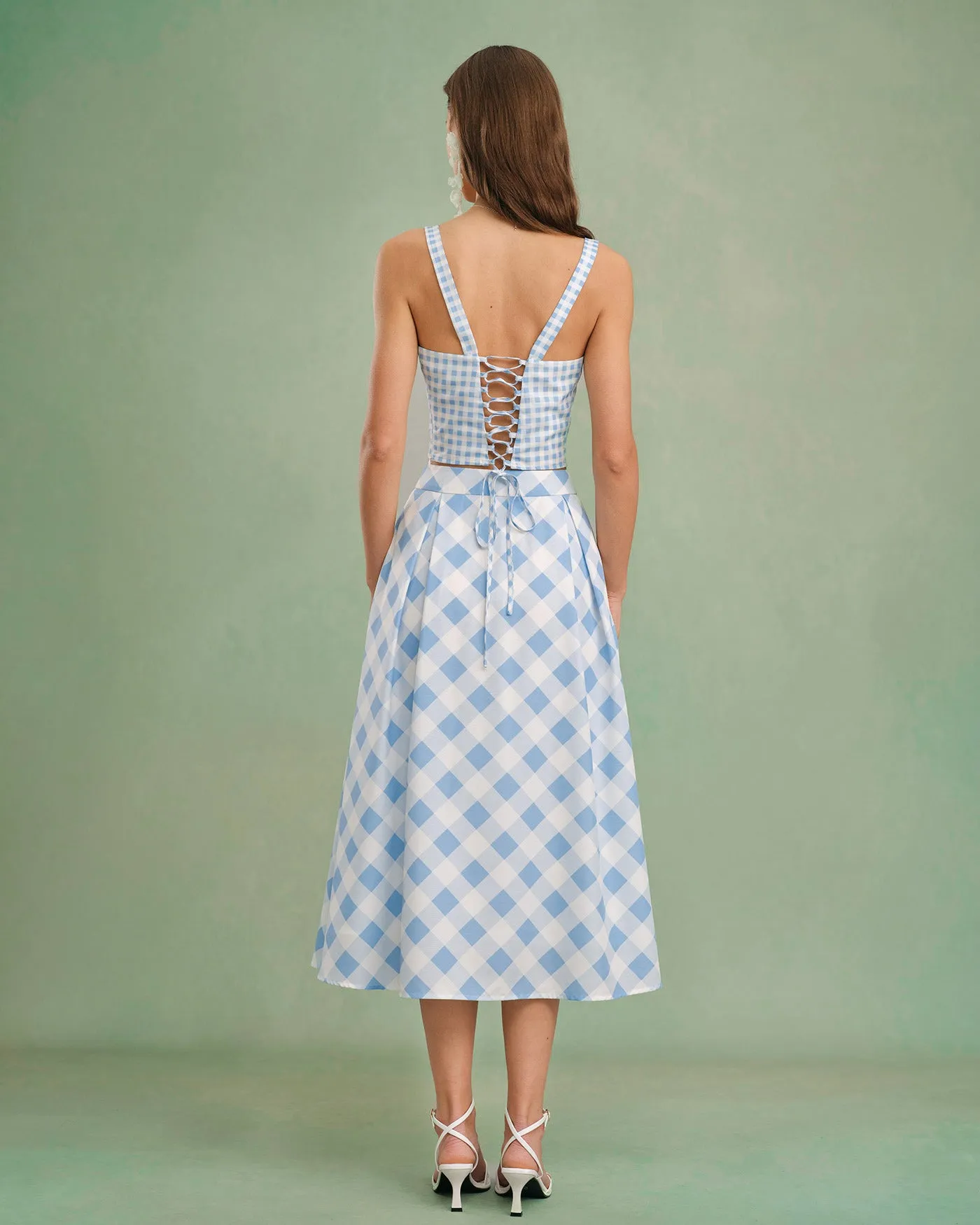 Blue X Cross Tie Plaid Cami Top sold by rihoas product image thumbnail 5