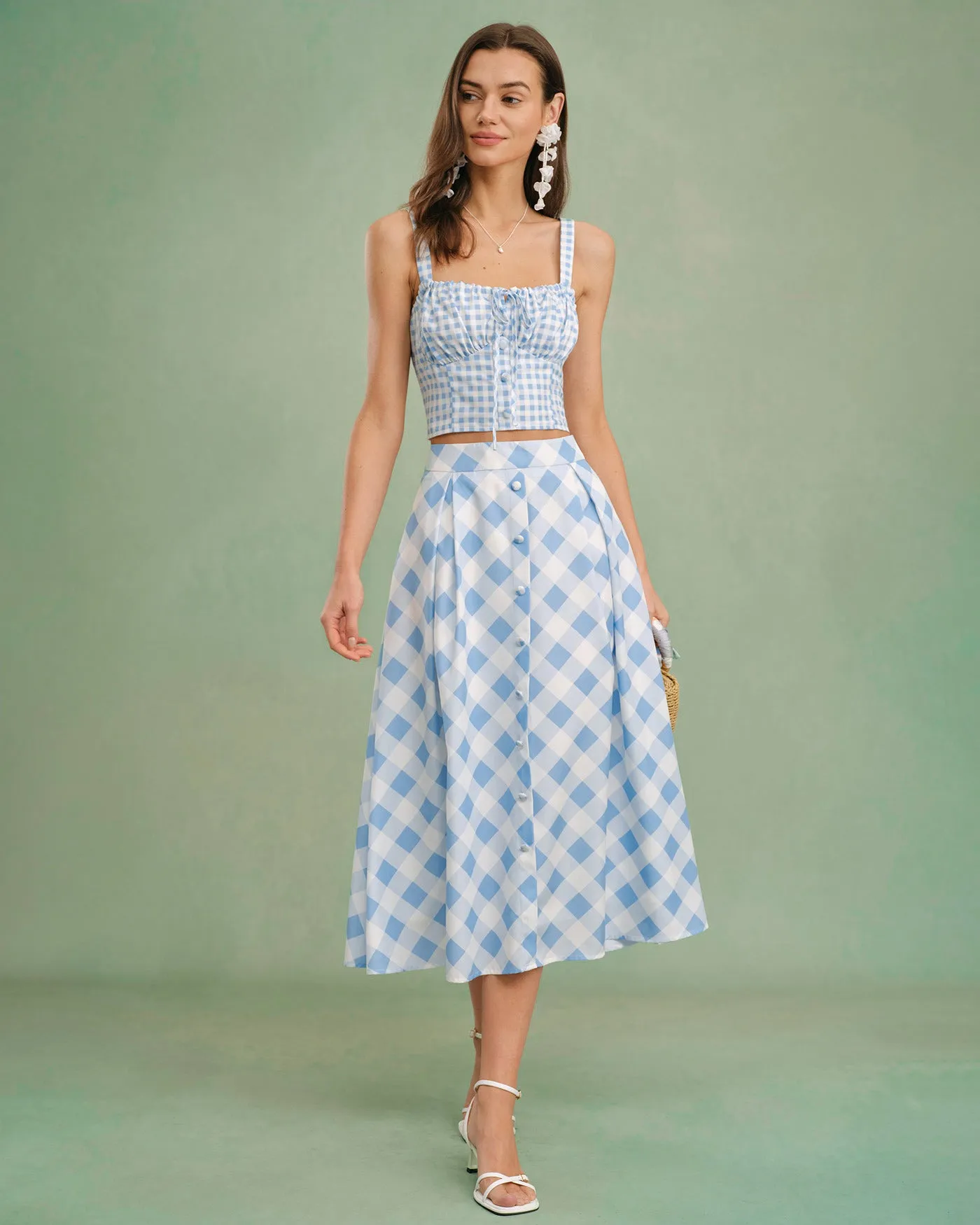 Blue X Cross Tie Plaid Cami Top sold by rihoas product image thumbnail 4