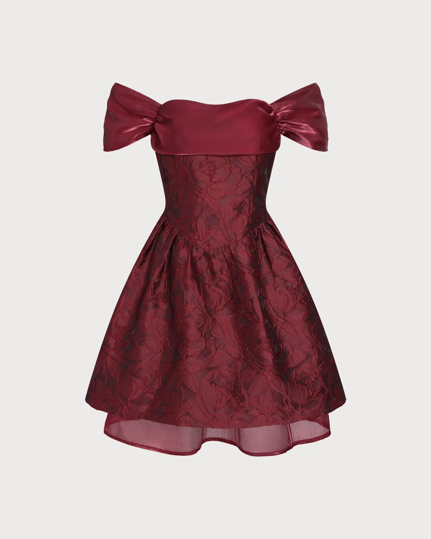 Red Jacquard Off The Shoulder Mini Dress sold by rihoas product image thumbnail 5