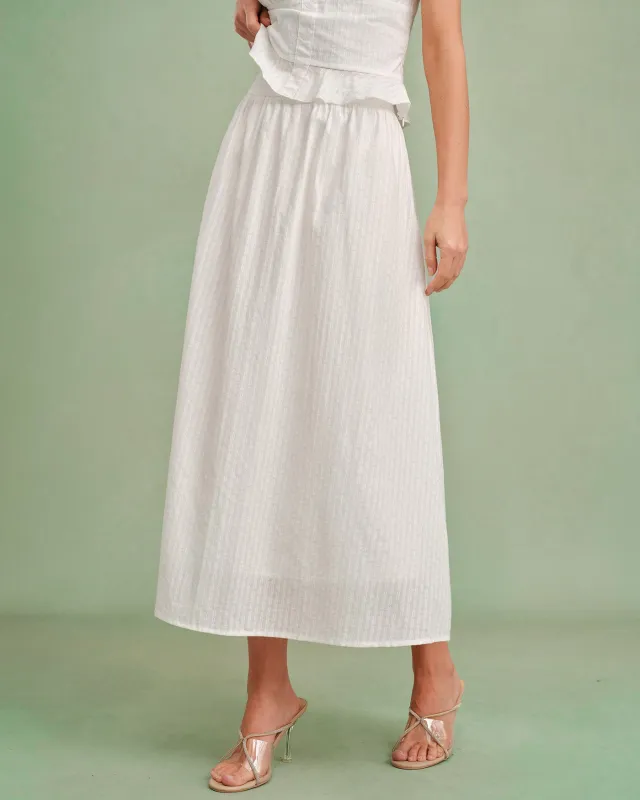 White Solid A-Line Midi Skirt made by rihoas