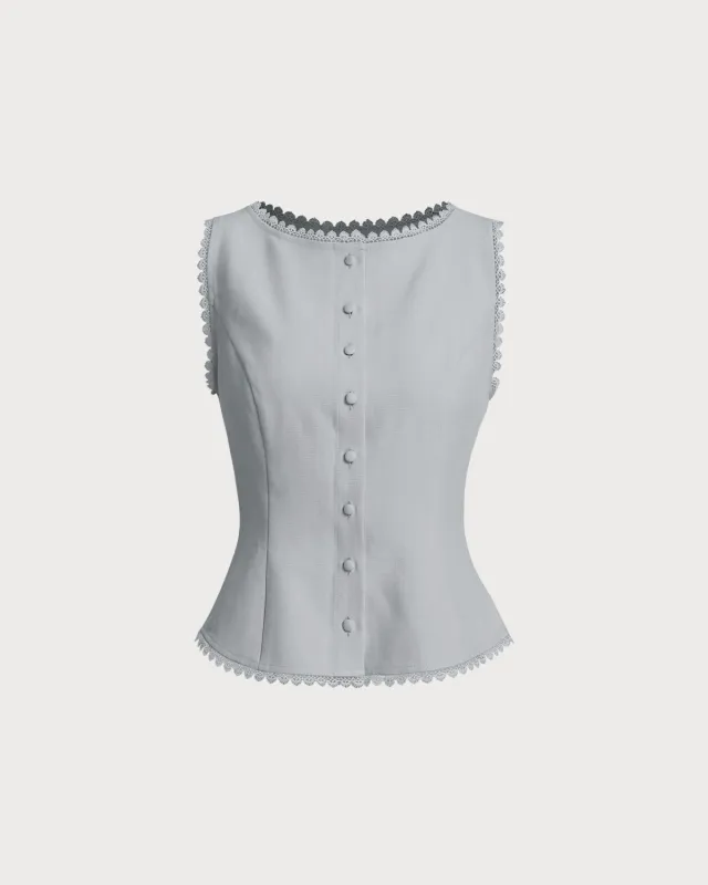 Light Blue Single Breasted Vest made by rihoas