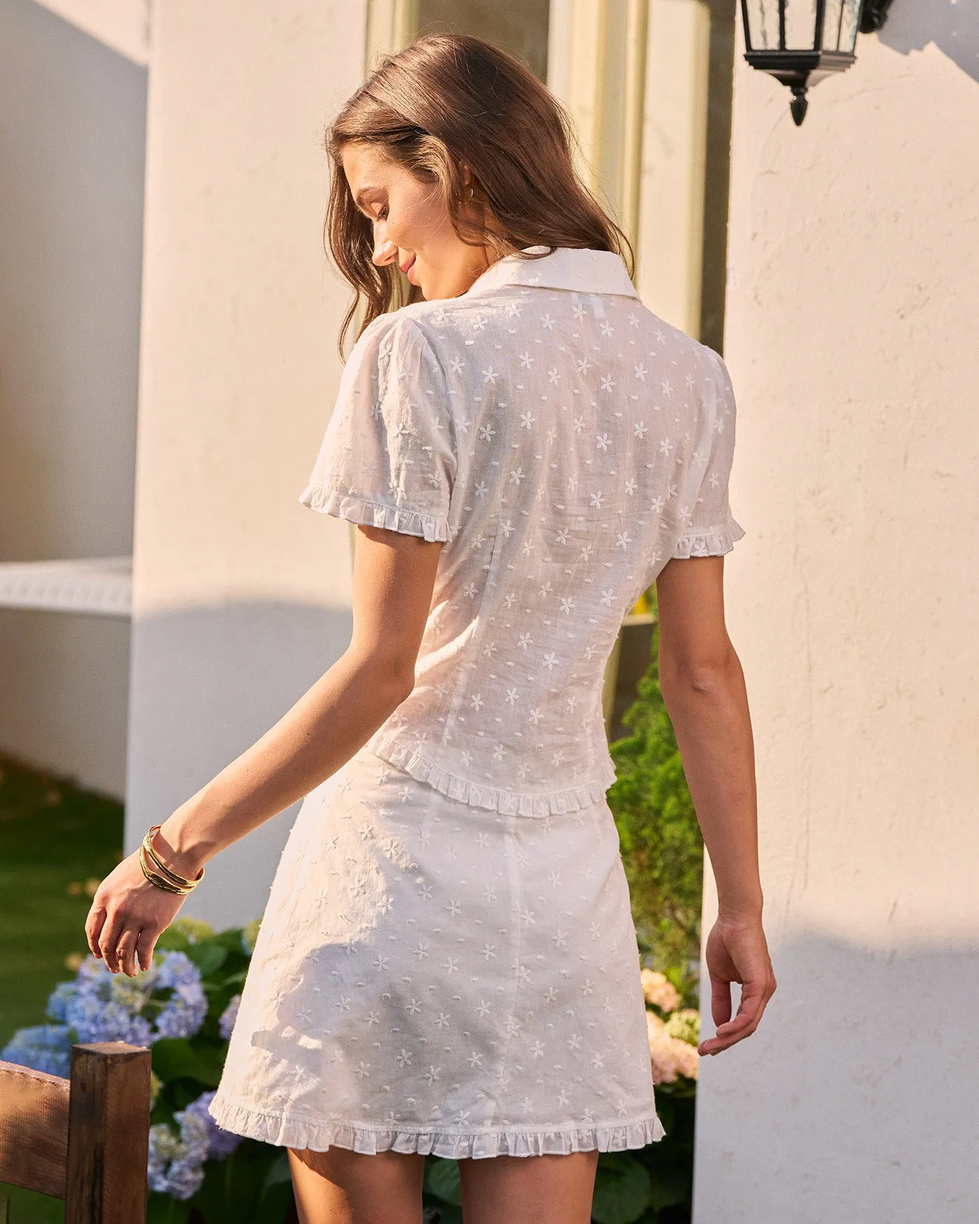White Ruffle A-Line Mini Skirt sold by rihoas product image thumbnail 5