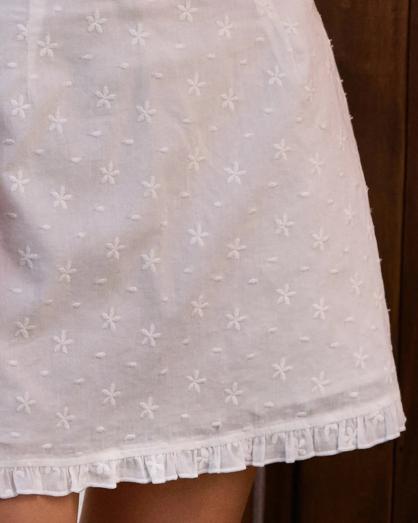 White Ruffle A-Line Mini Skirt sold by rihoas product image thumbnail 2