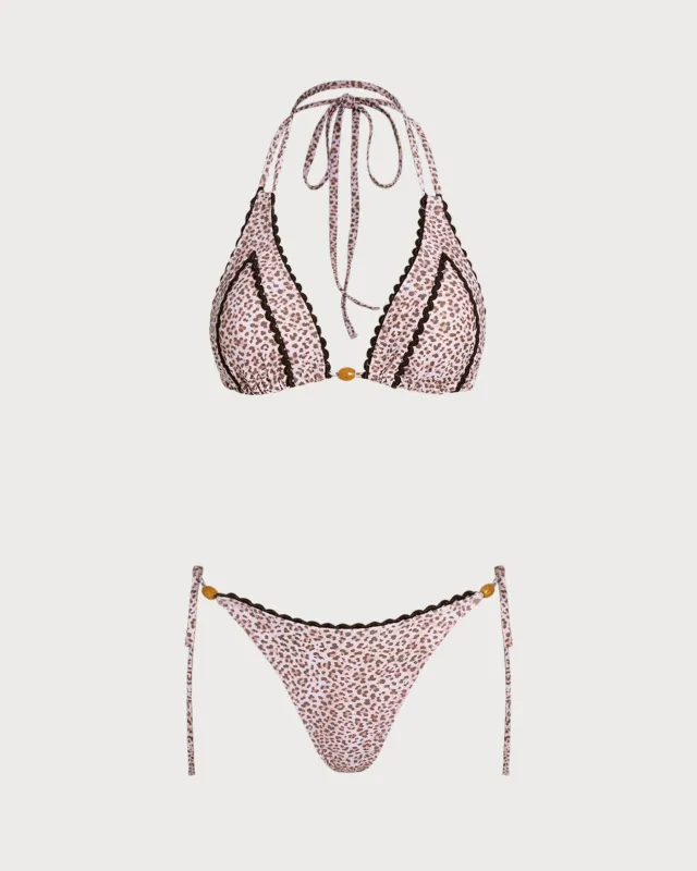 Leopard Print Halter Bikini Set made by rihoas