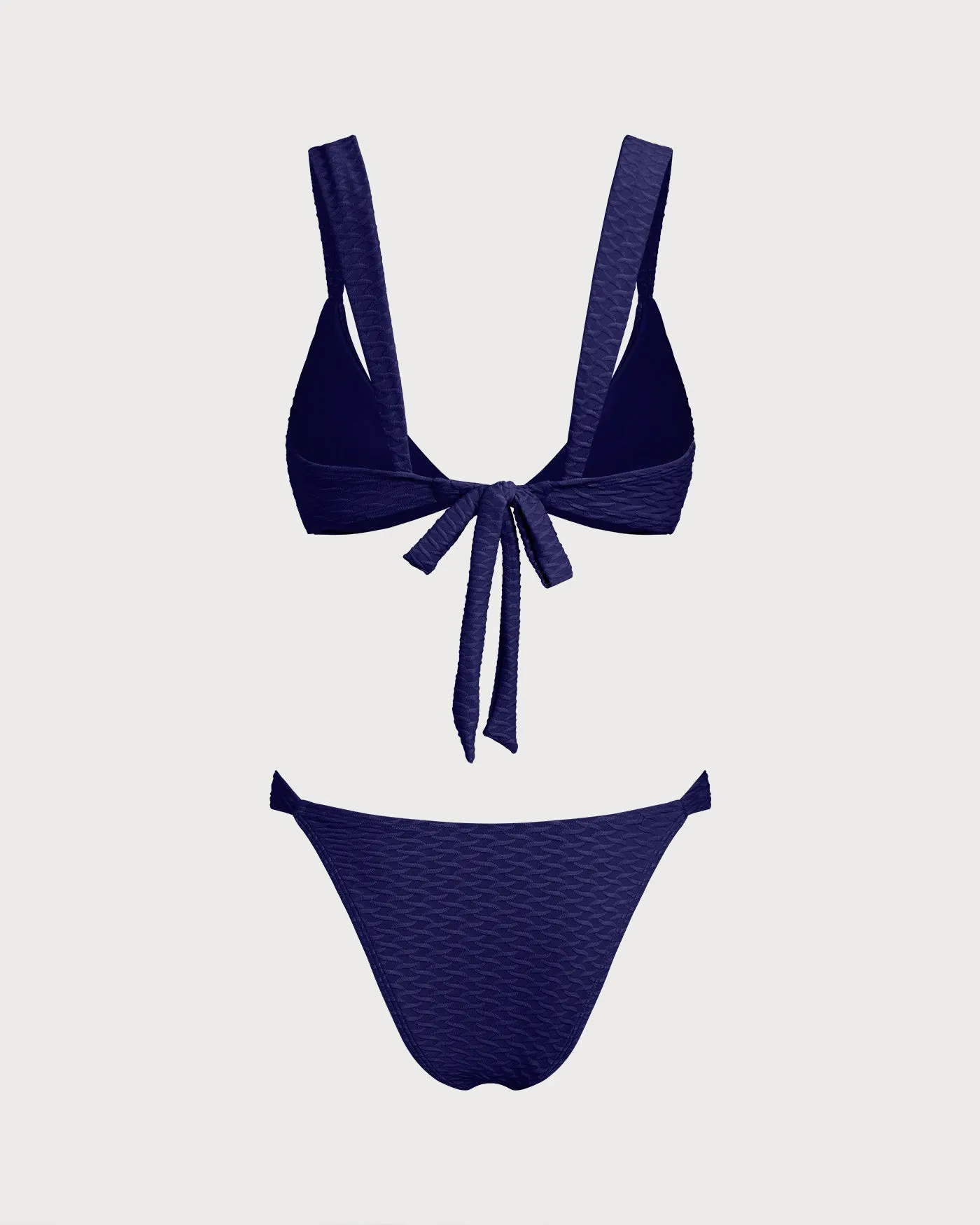 Royal Blue Textured Triangle Bikini Set sold by rihoas product image thumbnail 5