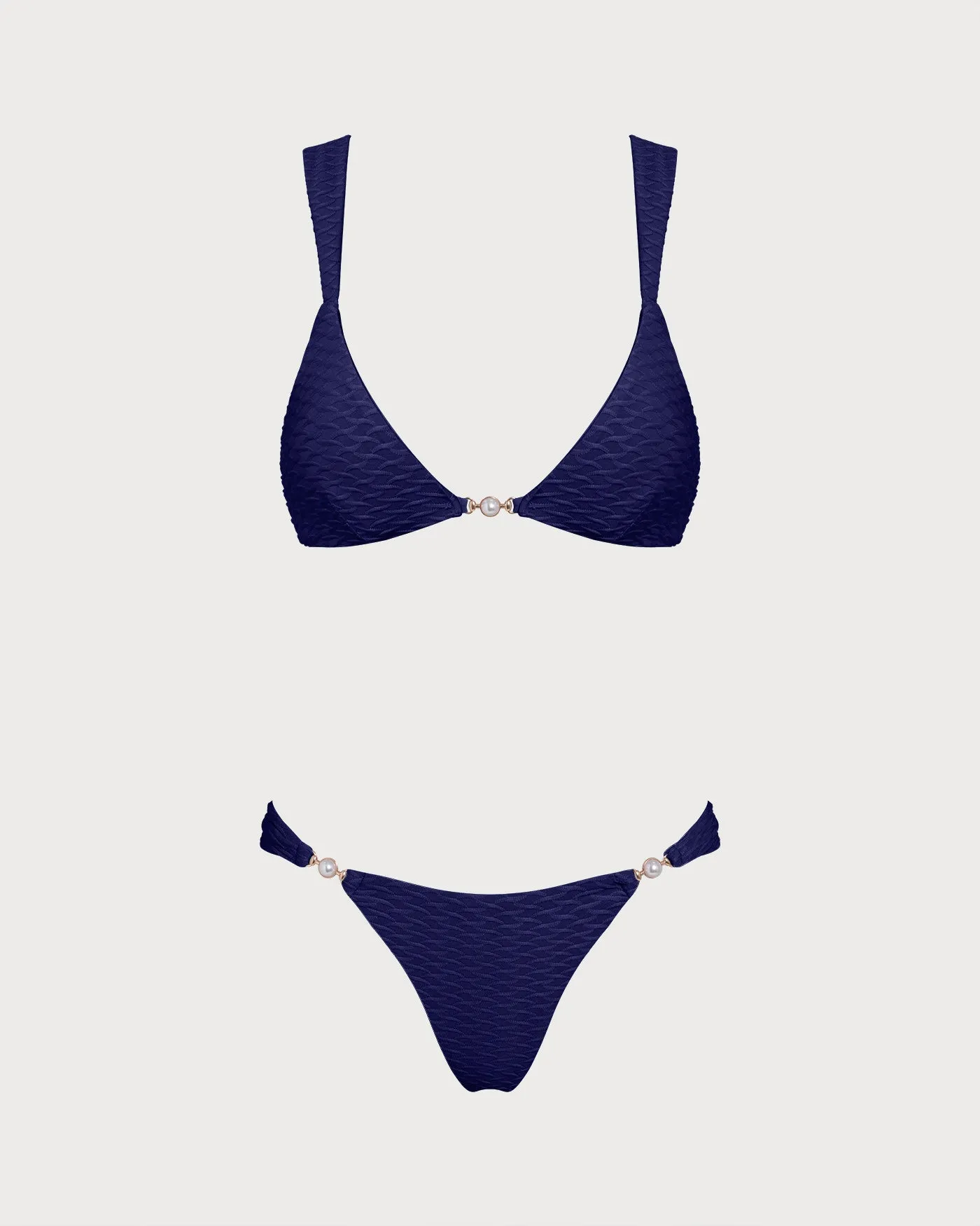 Royal Blue Textured Triangle Bikini Set sold by rihoas product image thumbnail 2