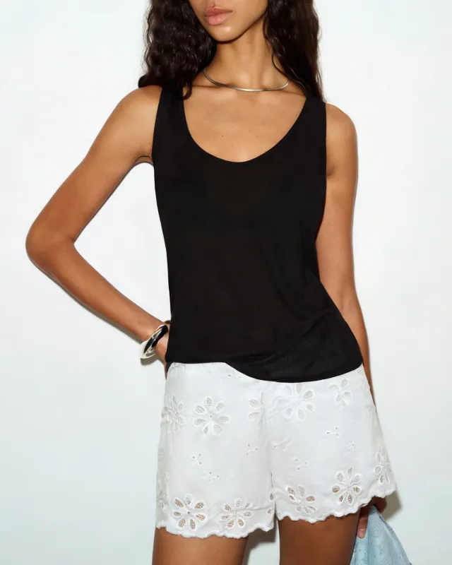 White Floral Button Shorts made by rihoas