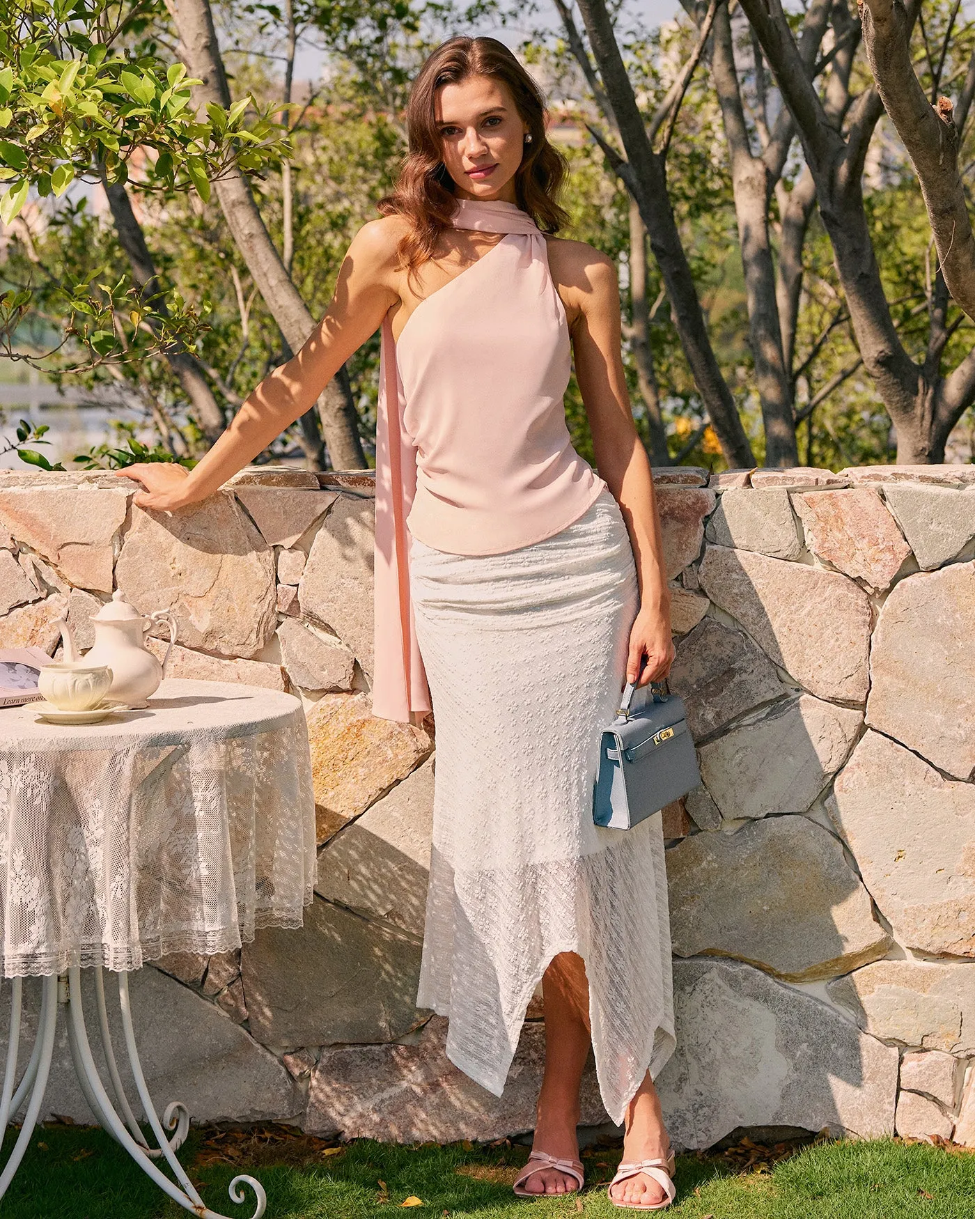 Pink One Shoulder Tank Top sold by rihoas product image thumbnail 3