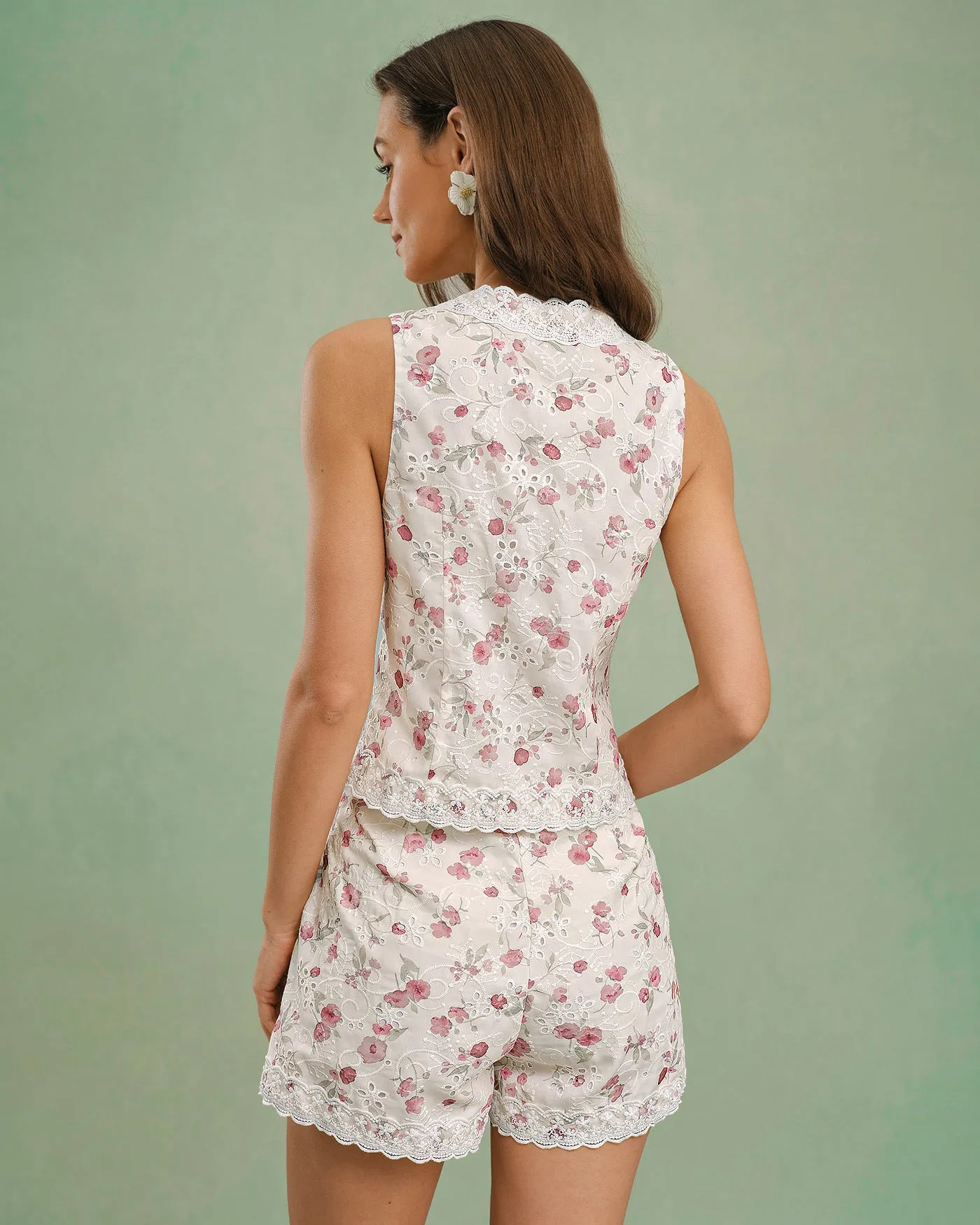 Floral V Neck Single Breasted Vest sold by rihoas product image thumbnail 5