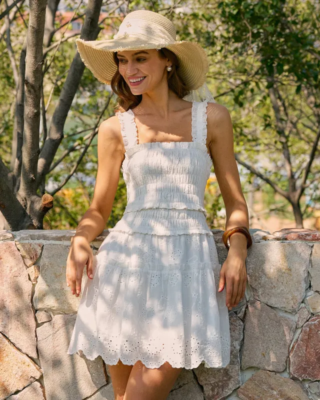 White Square Neck Shirred Mini Dress made by rihoas