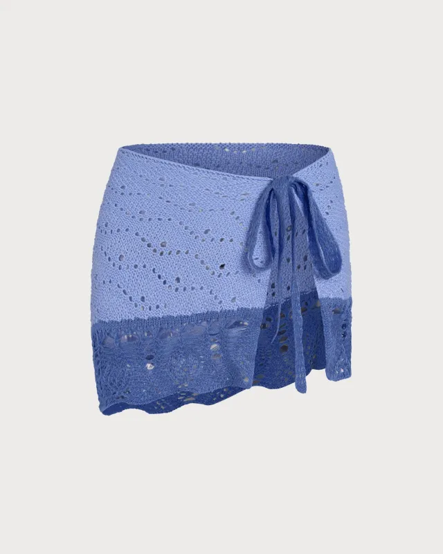 Blue Textured Contrasting Cover-up made by rihoas