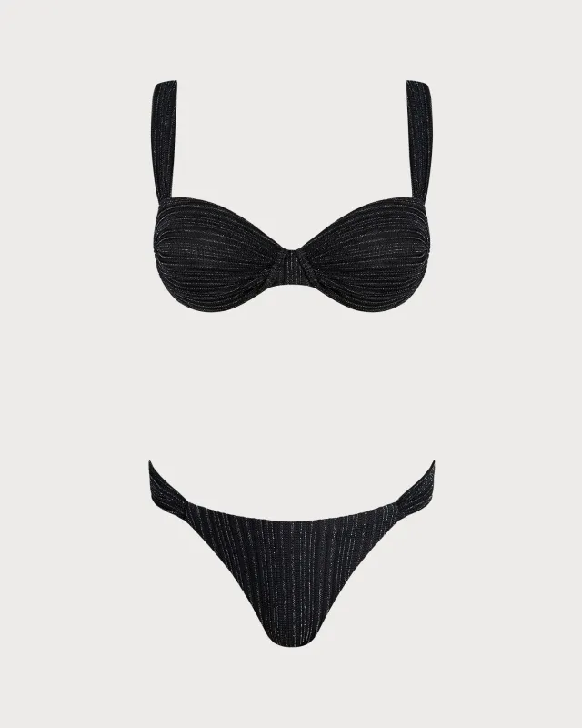 Black Sequins Underwire Bikini Set made by rihoas