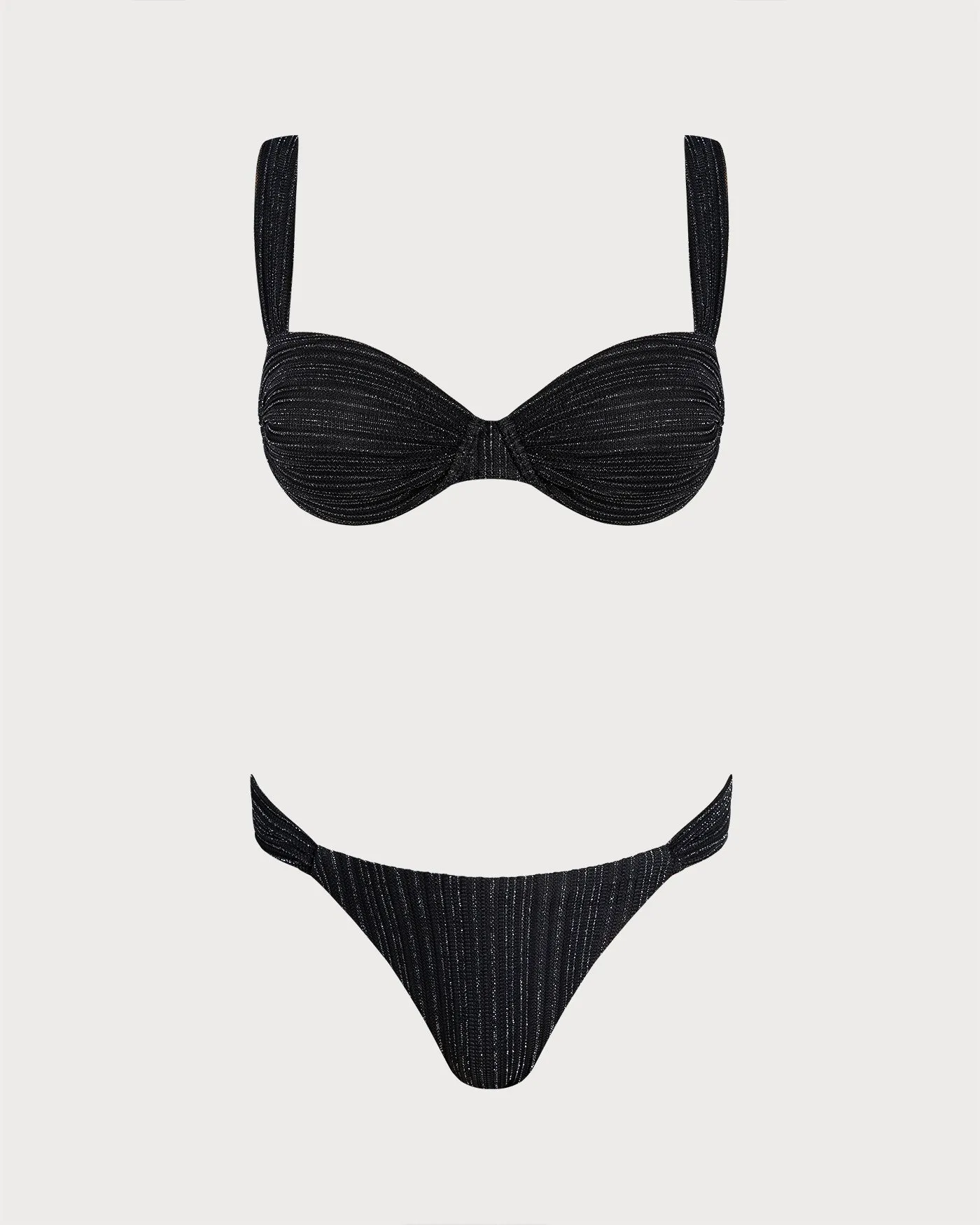Black Sequins Underwire Bikini Set sold by rihoas