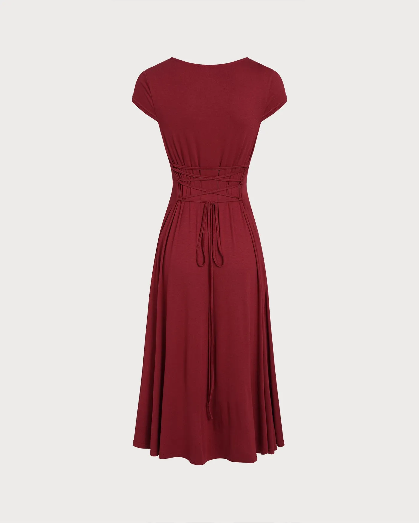 Red Solid Square Neck Midi Dress sold by rihoas product image thumbnail 2