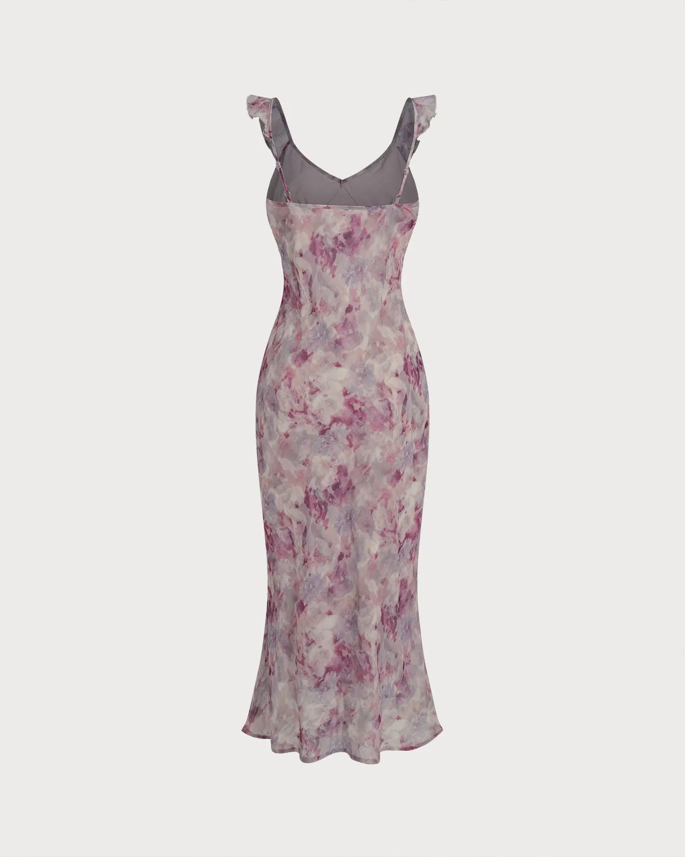 Purple Ruffle A-Line Slip Maxi Dress sold by rihoas product image thumbnail 3