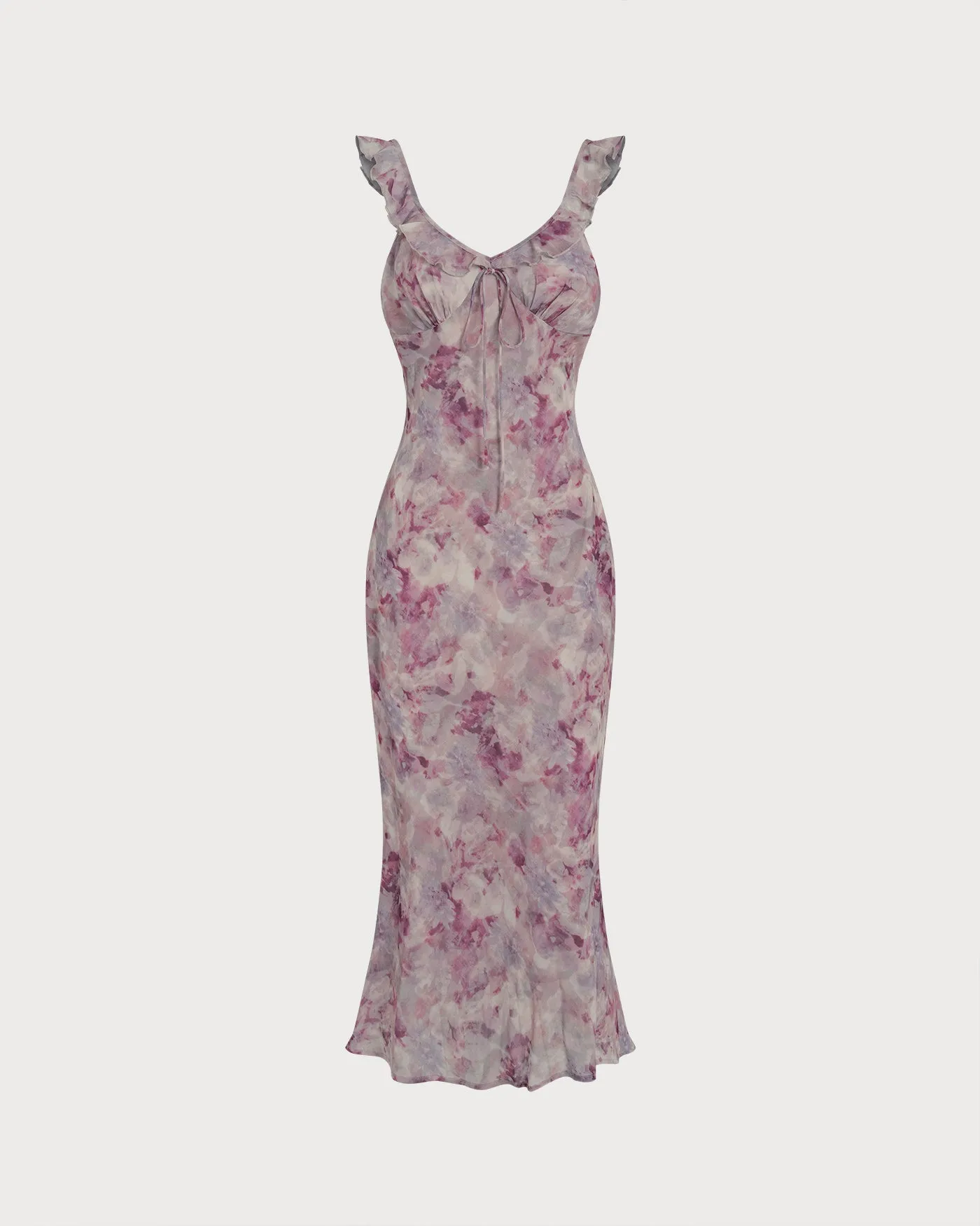 Purple Ruffle A-Line Slip Maxi Dress sold by rihoas product image thumbnail 2