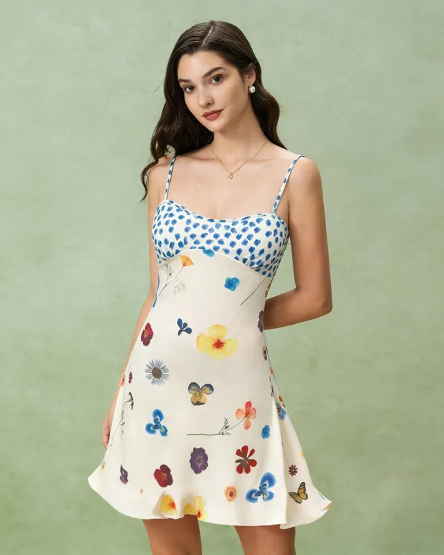 Apricot Floral A-Line Slip Mini Dress made by rihoas