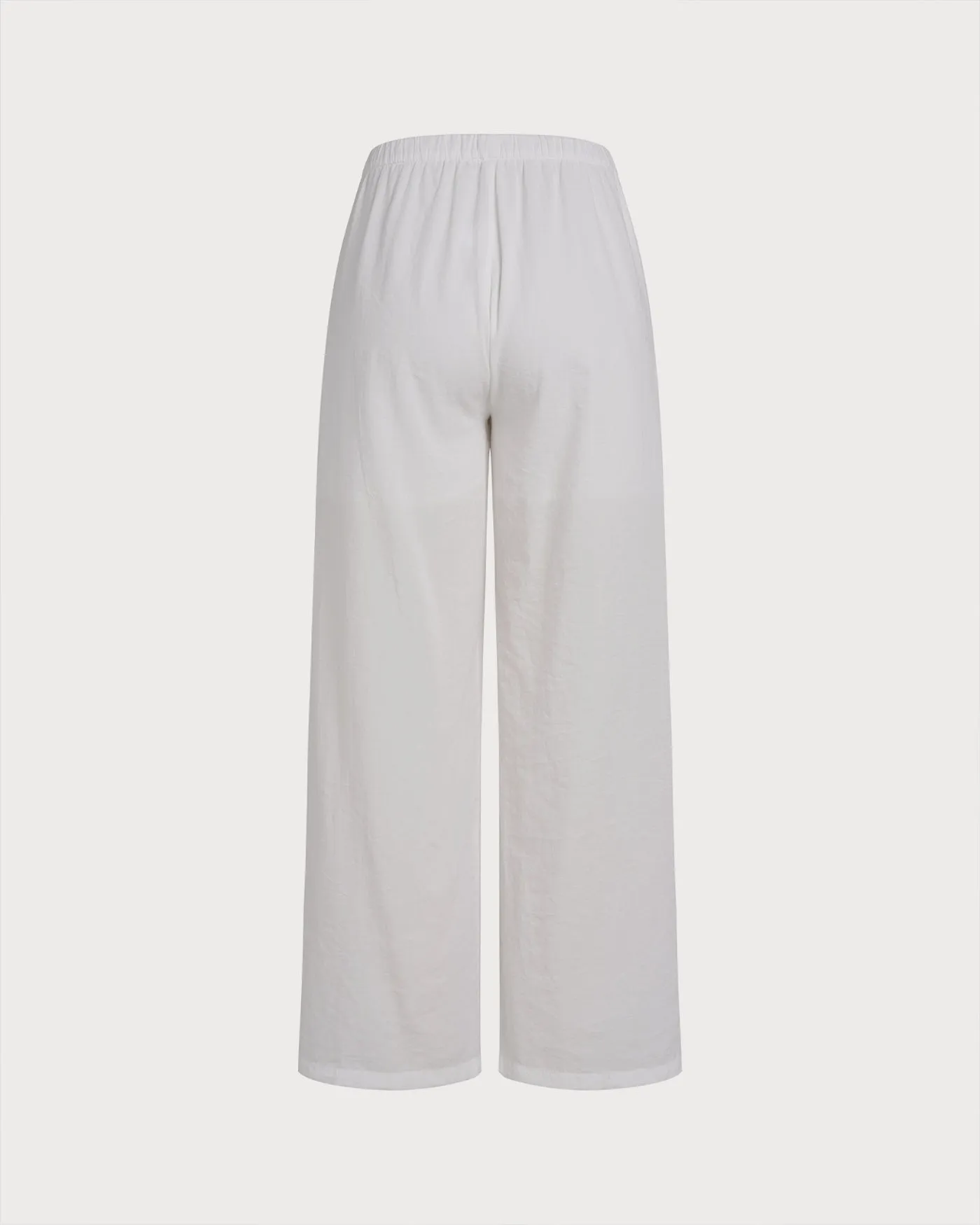 White Elastic Waist Straight Pants sold by rihoas product image thumbnail 2