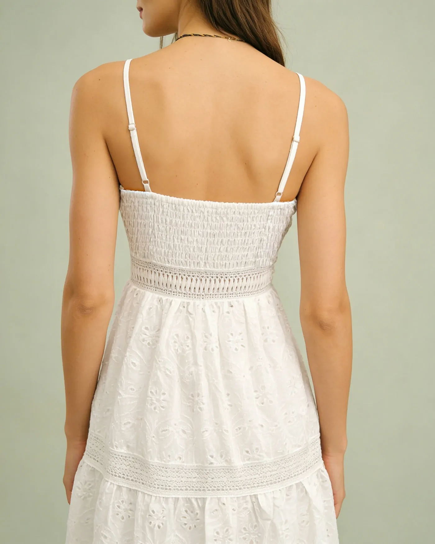 White Shirred Slip Maxi Dress sold by rihoas product image thumbnail 5