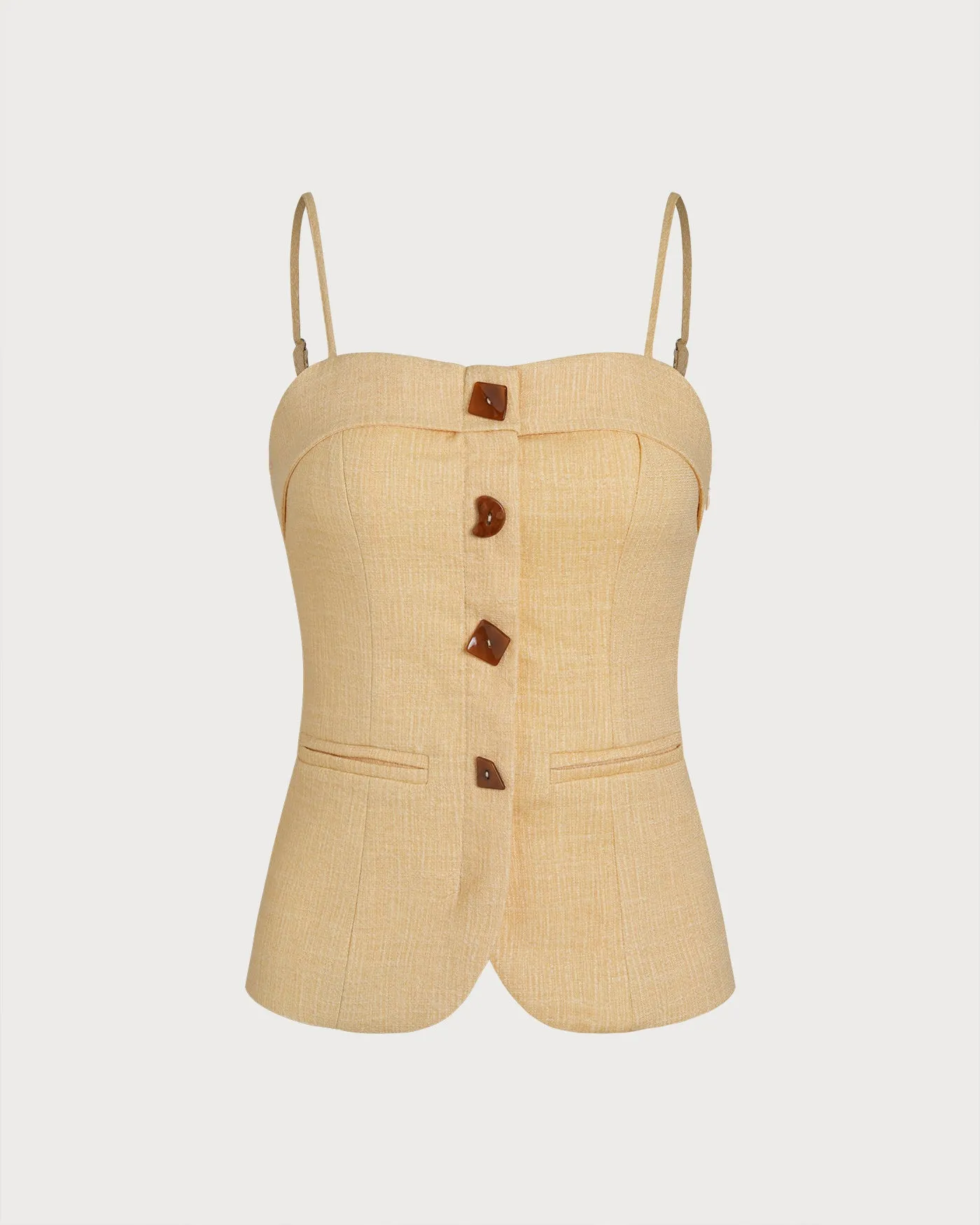 Yellow Solid Button Tank Top sold by rihoas product image thumbnail 5