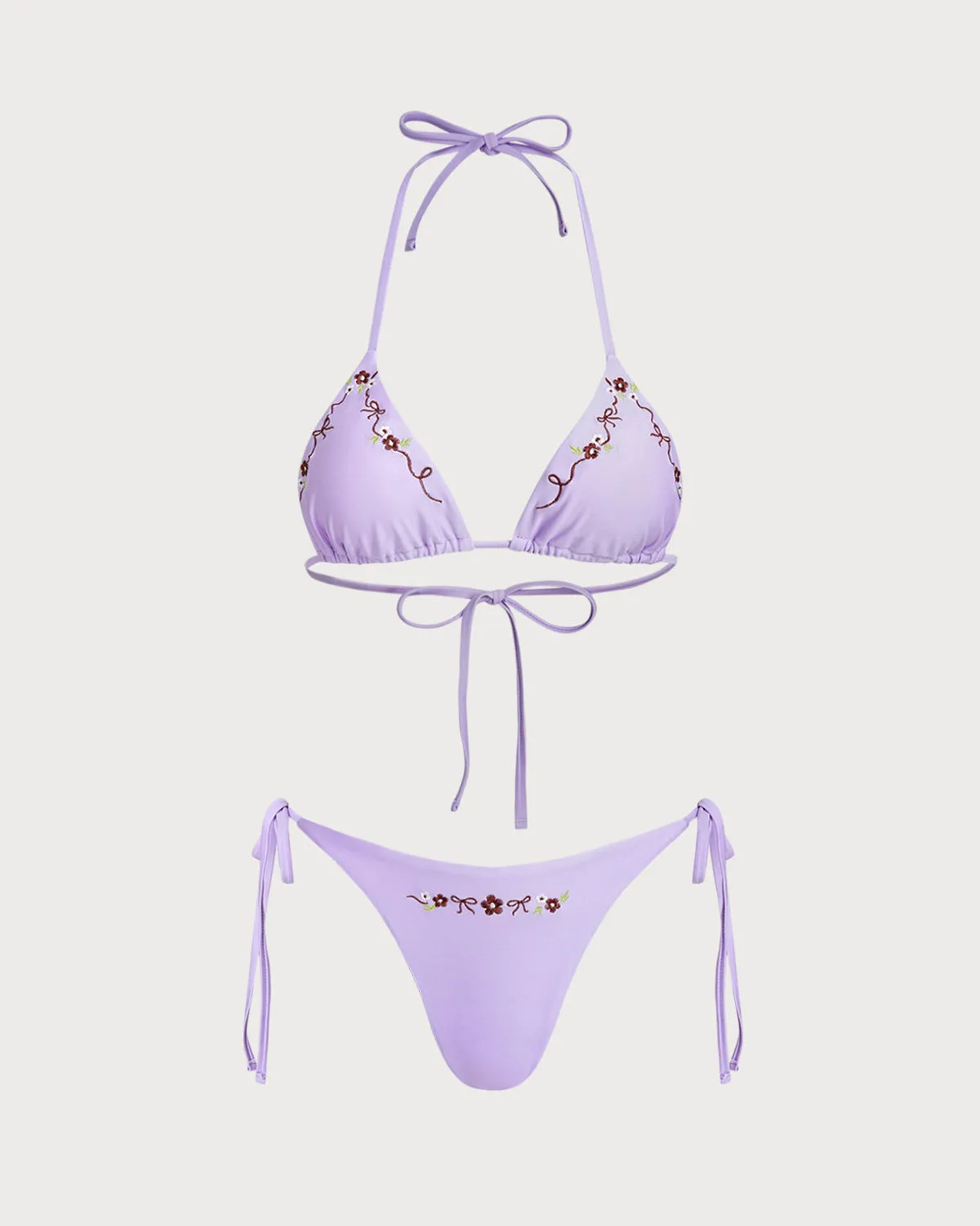 Purple Drawstring Triangle Bikini Set sold by rihoas