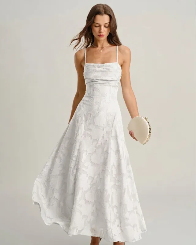 White X Cross Jacquard Slip Maxi Dress made by rihoas