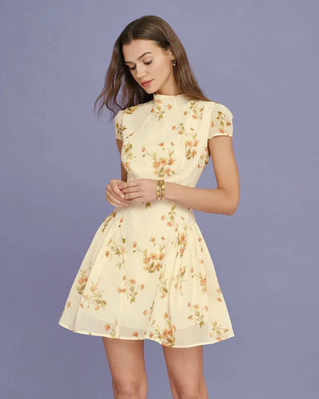 Light Yellow Turtle Floral Mini Dress made by rihoas