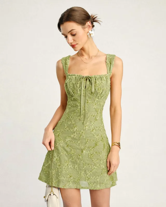 Green Floral Mesh Mini Dress made by rihoas