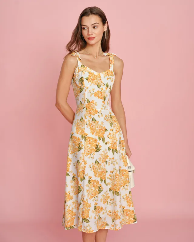 Orange Floral Slip Midi Dress made by rihoas