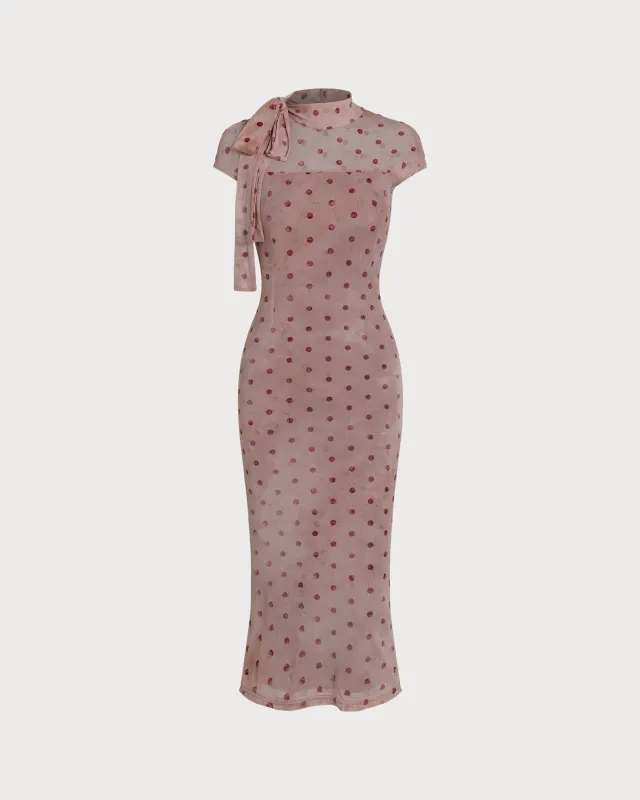 Pink Turtle Polka Dot Midi Dress made by rihoas