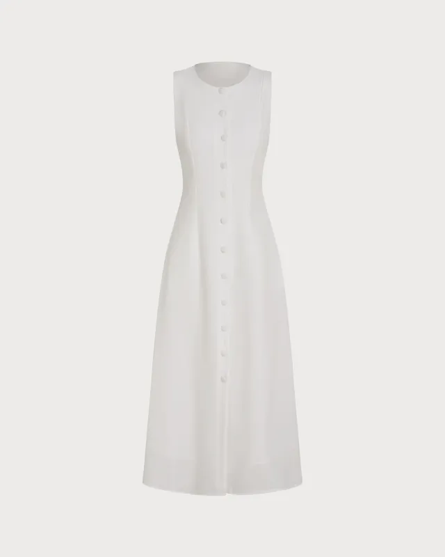 White Button Tie Tunic Midi Dress made by rihoas