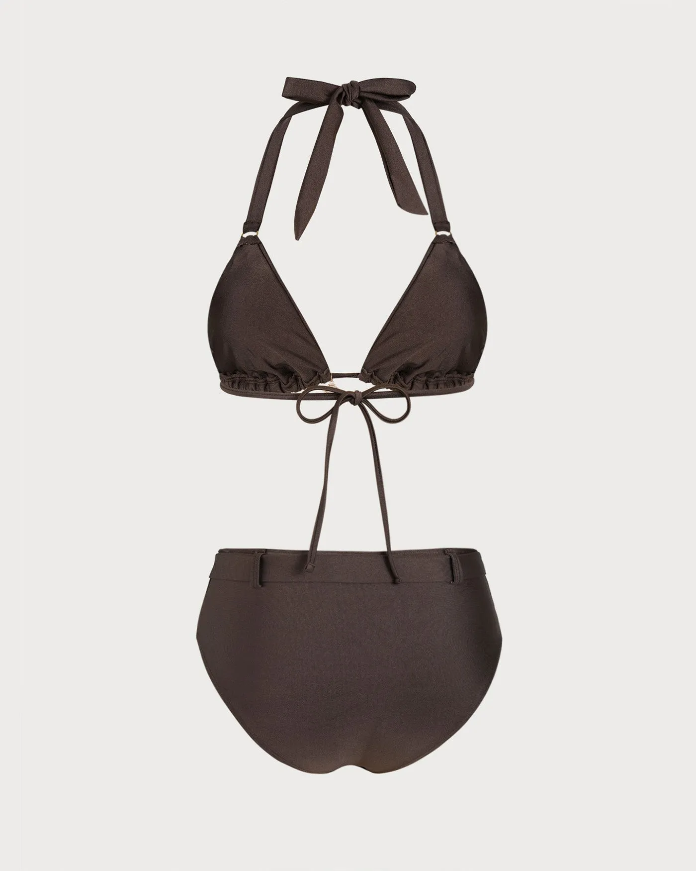 Brown Halter O-Ring Triangle Bikini Set sold by rihoas product image thumbnail 2