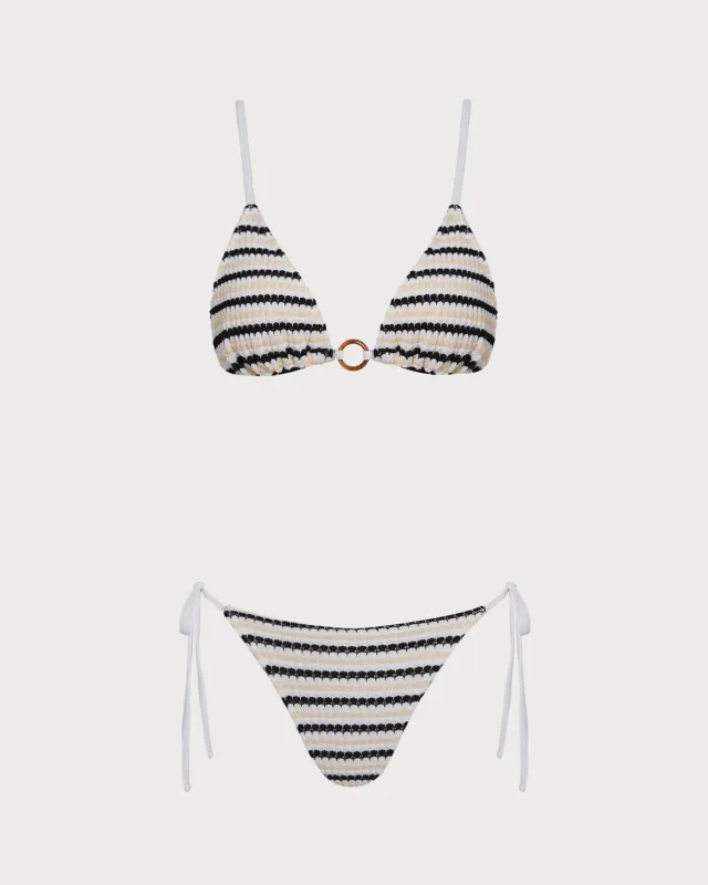 O-Ring V Neck Triangle Bikini Set made by rihoas