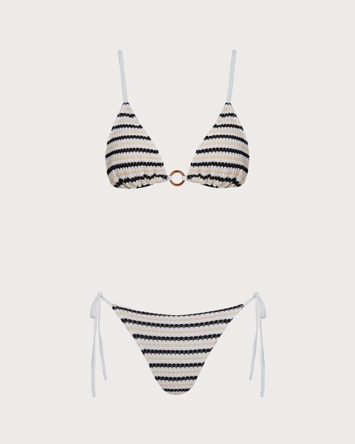 O-Ring V Neck Triangle Bikini Set sold by rihoas