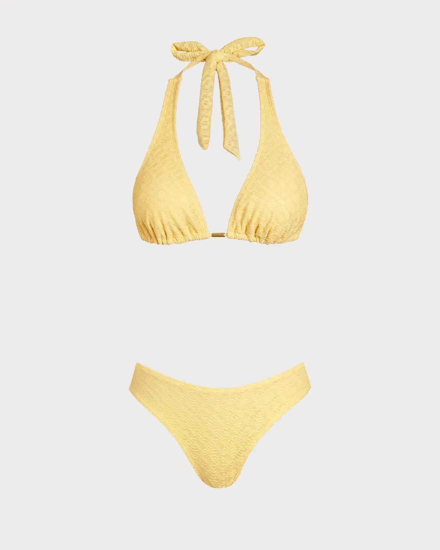 Yellow Jacquard Textured Bikini Set sold by rihoas product image thumbnail 3