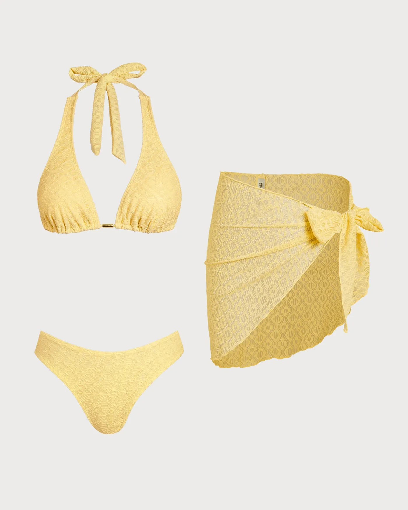 Yellow Jacquard Textured Bikini Set sold by rihoas product image thumbnail 5