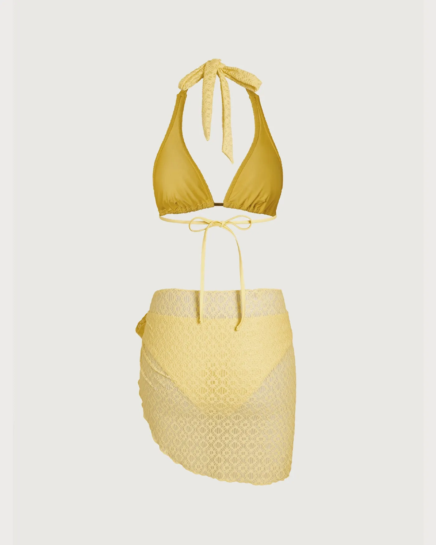 Yellow Jacquard Textured Bikini Set sold by rihoas product image thumbnail 2