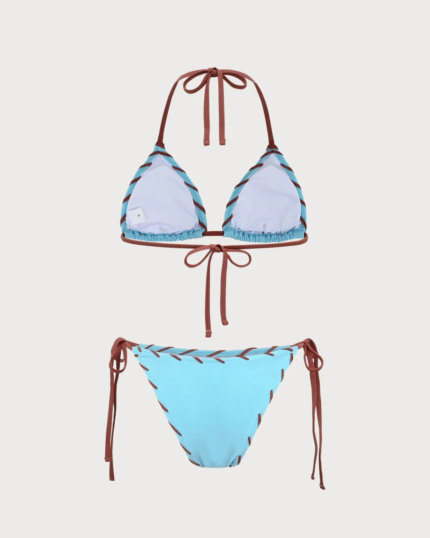 Blue Contrasting Triangle Drawstring Bikini Set sold by rihoas product image thumbnail 2