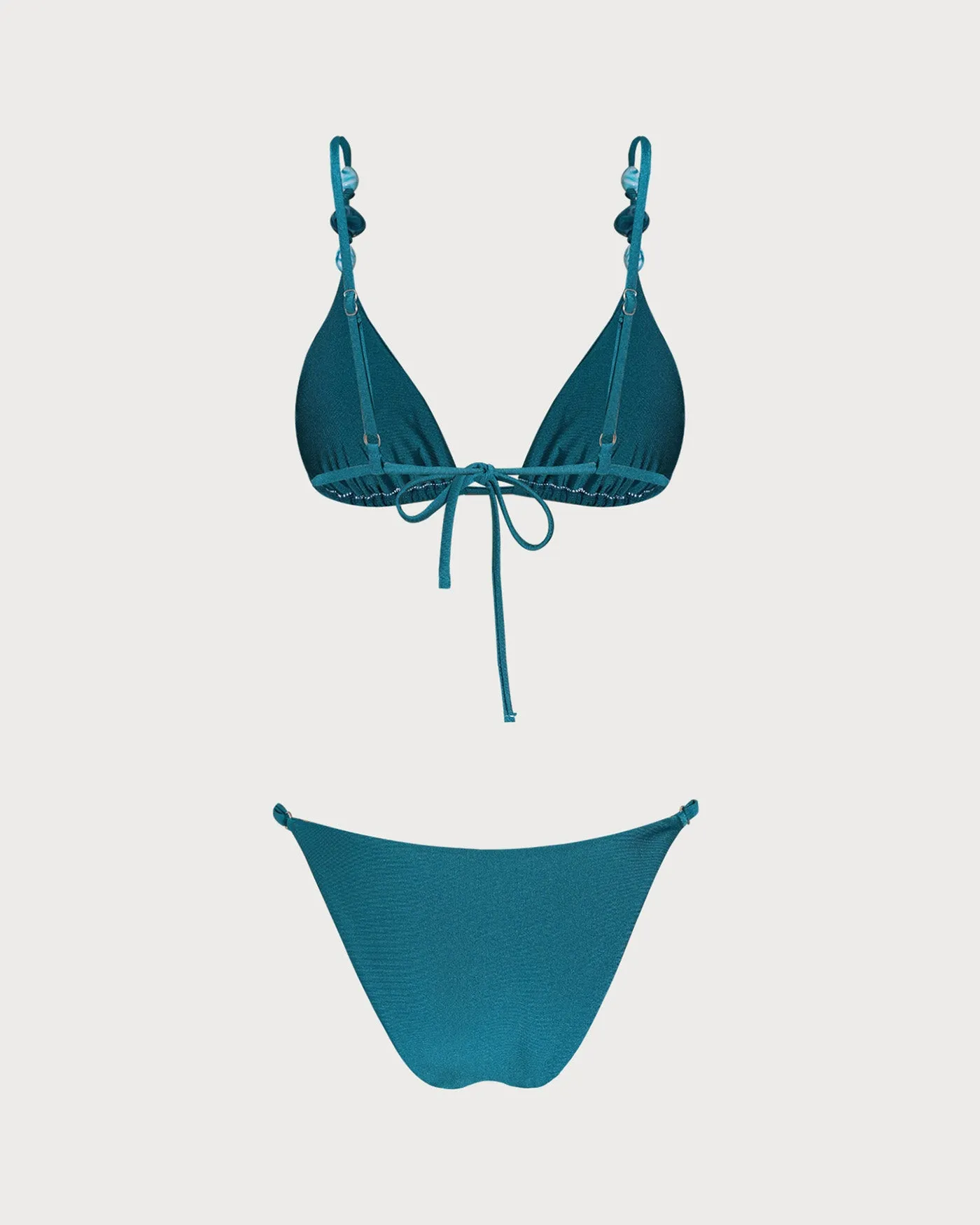 Turquoise Ruched Triangle Bikini Set sold by rihoas product image thumbnail 2
