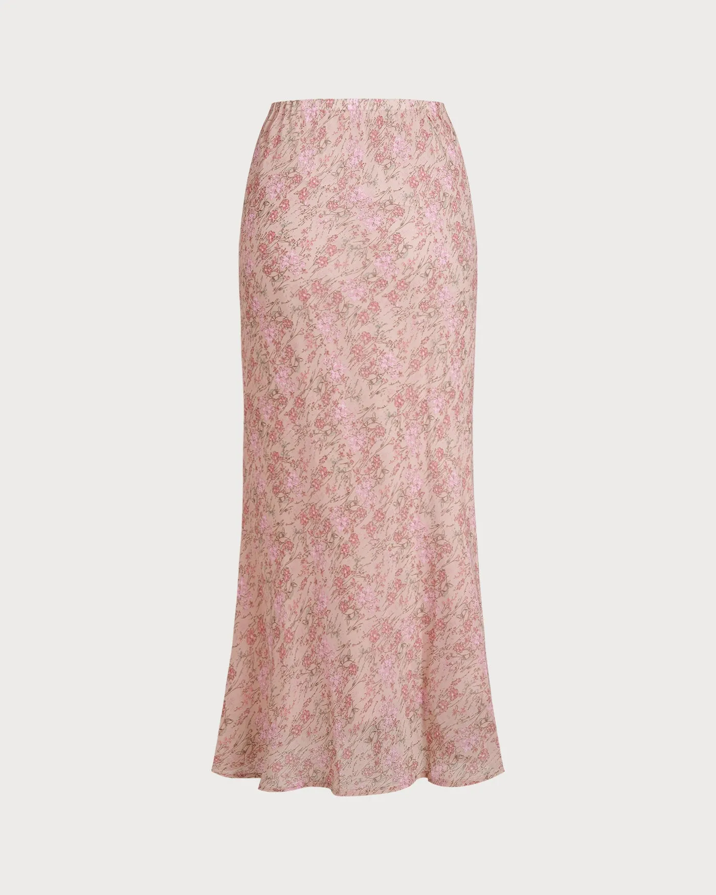 Pink Elastic Waist Floral Skirt sold by rihoas product image thumbnail 2