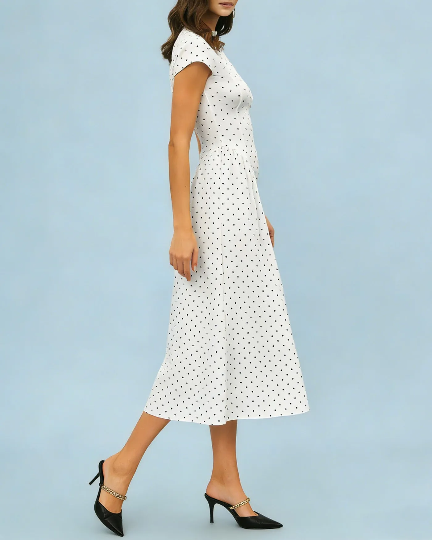 White Turtle Polka Dot Maxi Dress sold by rihoas product image thumbnail 3