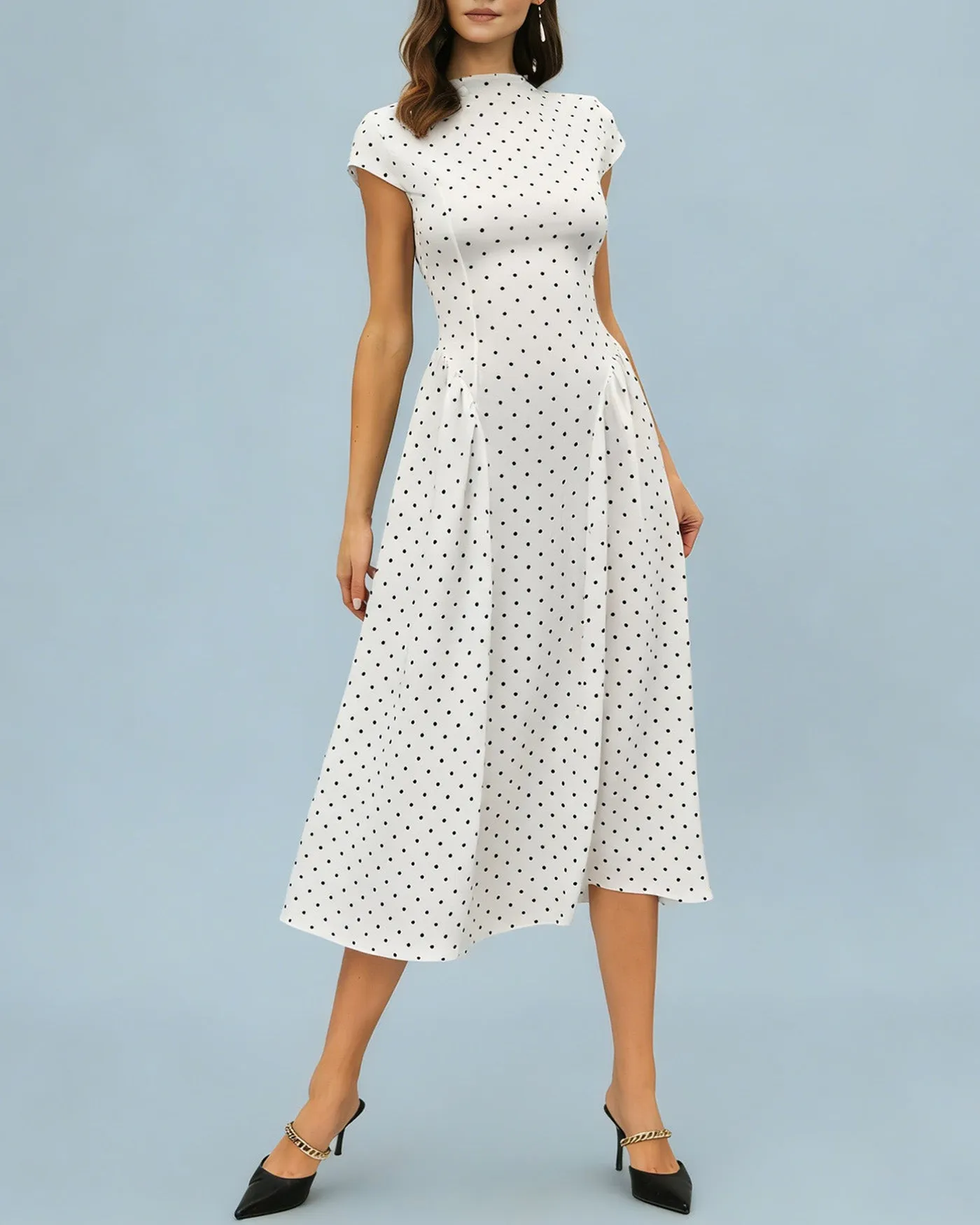 White Turtle Polka Dot Maxi Dress sold by rihoas