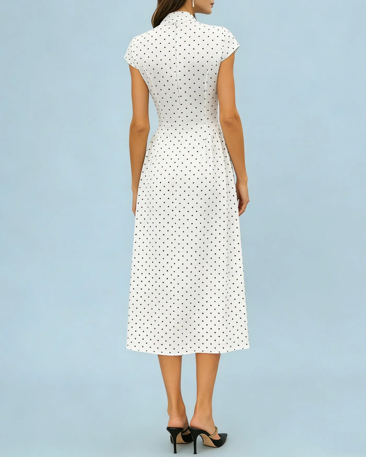 White Turtle Polka Dot Maxi Dress sold by rihoas product image thumbnail 4