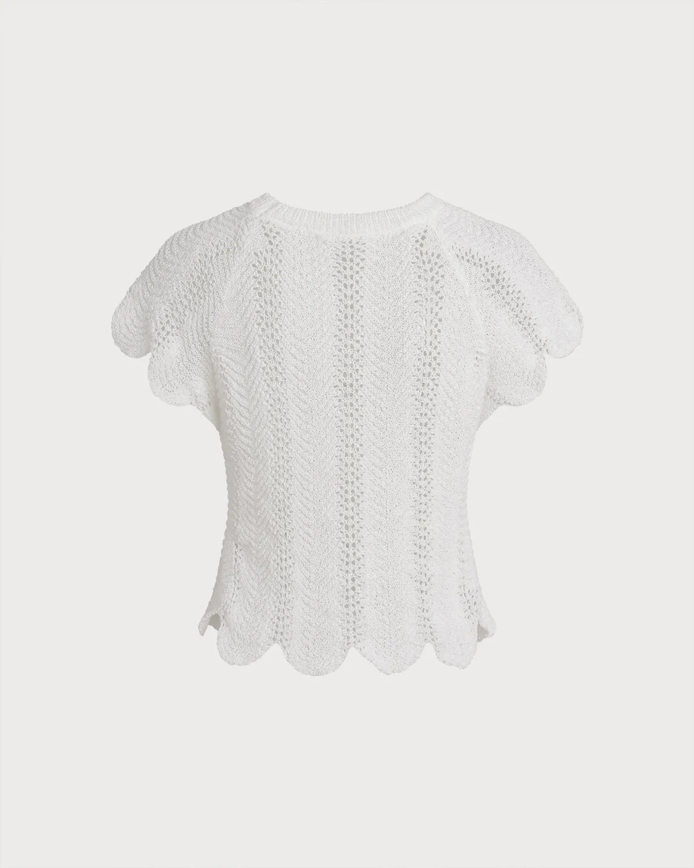 White Round Neck Textured Tee sold by rihoas product image thumbnail 5