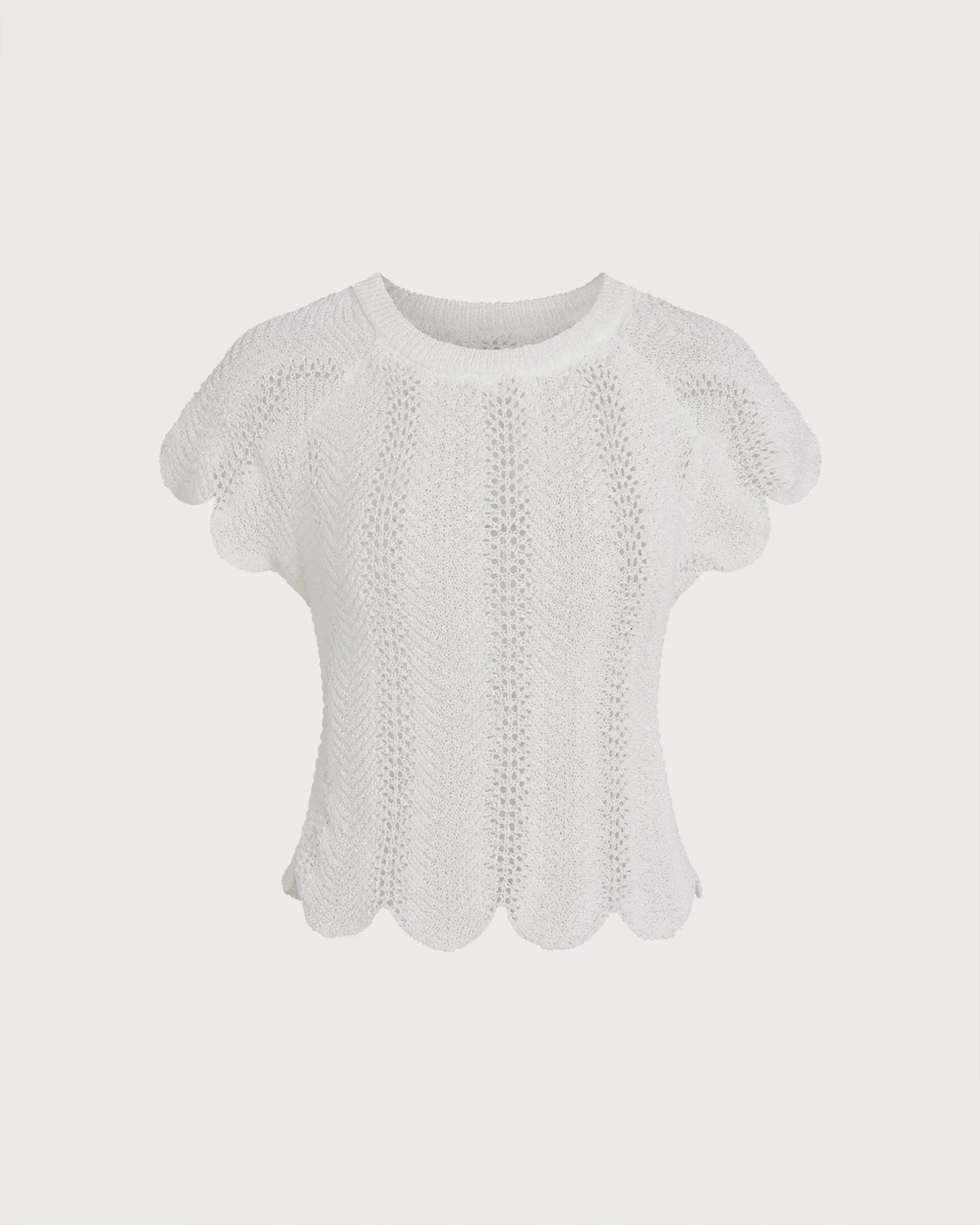 White Round Neck Textured Tee sold by rihoas product image thumbnail 4