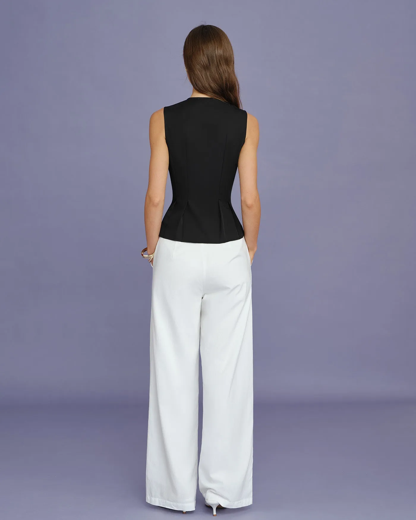 Black Solid Ruched Tank Top sold by rihoas product image thumbnail 5