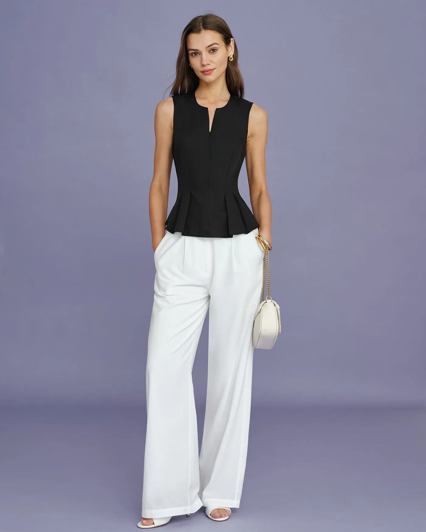 Black Solid Ruched Tank Top sold by rihoas product image thumbnail 4