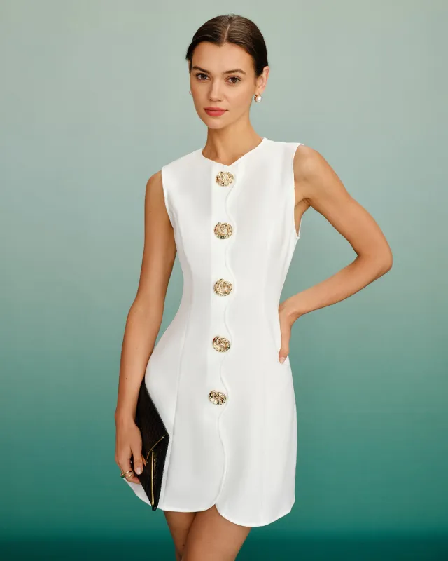 White Button Tunic Mini Dress made by rihoas