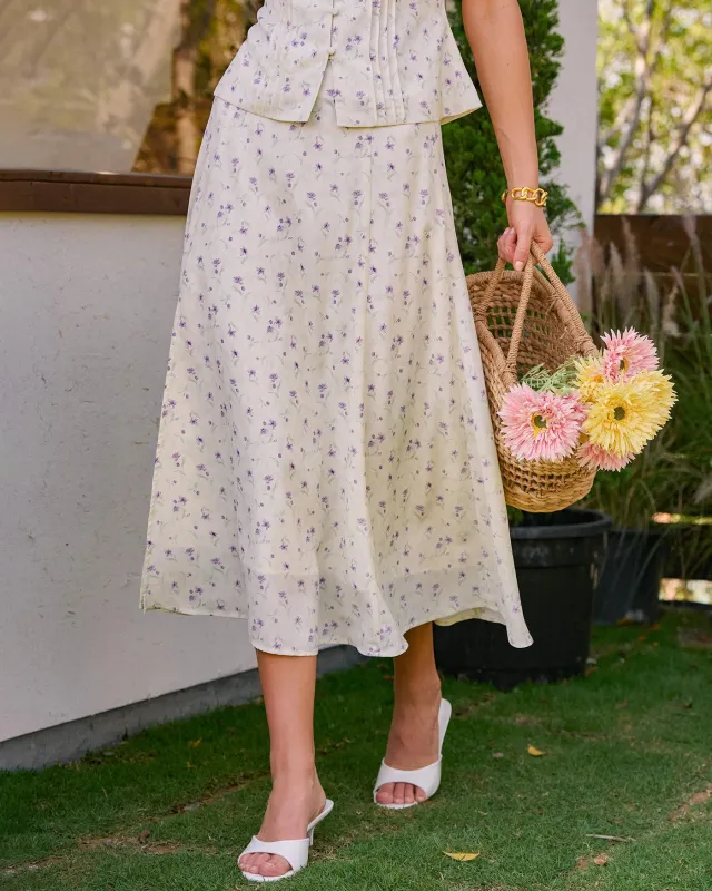 Beige Floral Slit Midi Skirt made by rihoas