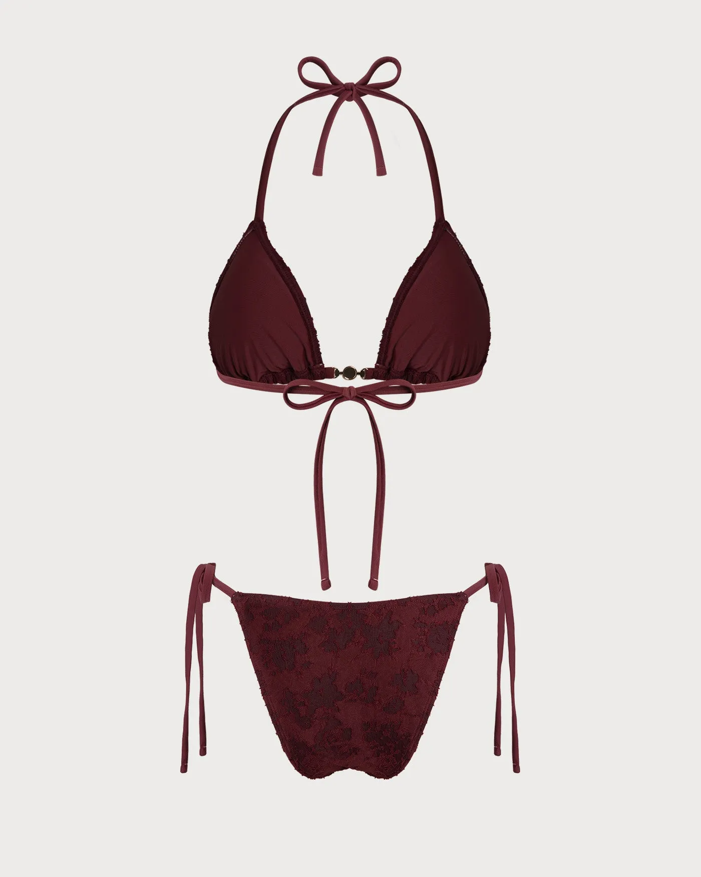 Brick Red Halter Textured Bikini Set sold by rihoas product image thumbnail 2